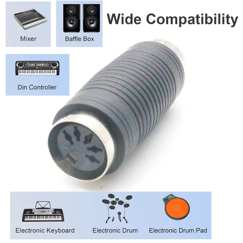 2pcs 5 Pin DIN MIDI Female to Female Audio Type Recorder Amplifier Extension Adapter Gender Changer for Live Performance Studio