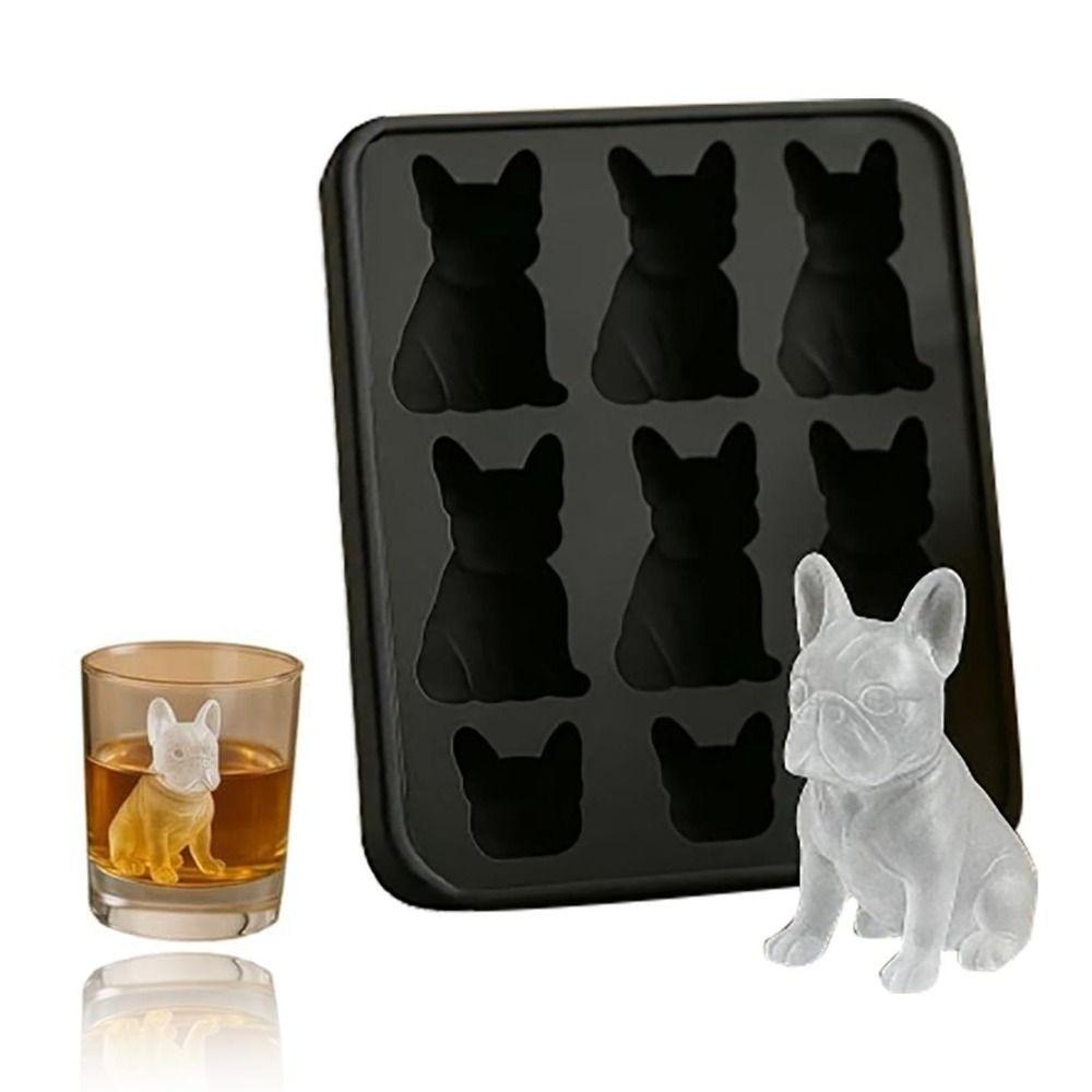 Easy Demoulding French Bulldog Ice Mold 6 Hole 3D Ice Tray Whiskey Ice Mold Whiskey Party Drinks