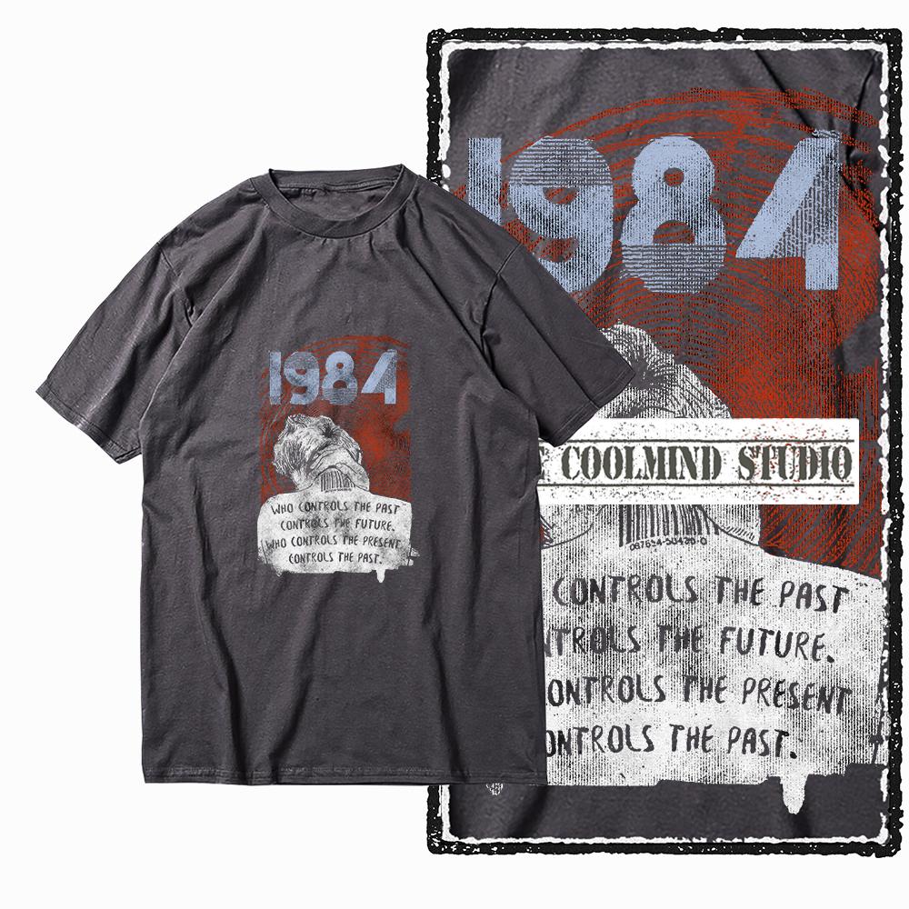 Coolmind X0019 Хлопок большой размер принт 1984 эксклюзивная графика унисекс футболка свободная с круглым вырезом унисекс футболка повседневная футболка для унисекс футболок