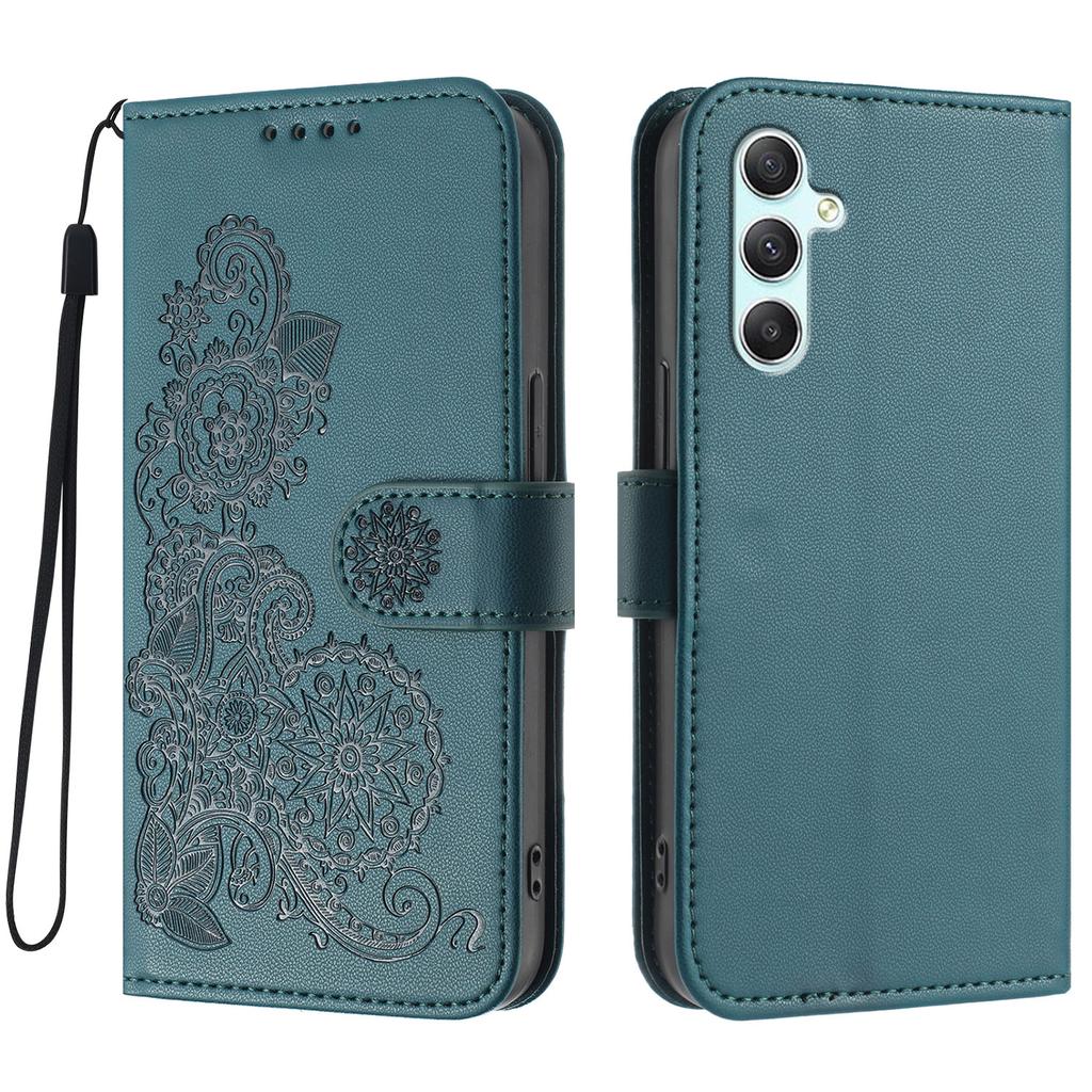 For Samsung Galaxy A34 5G Phone Cases Mandala Flower Leather Wallet Mobile Cover with Strap