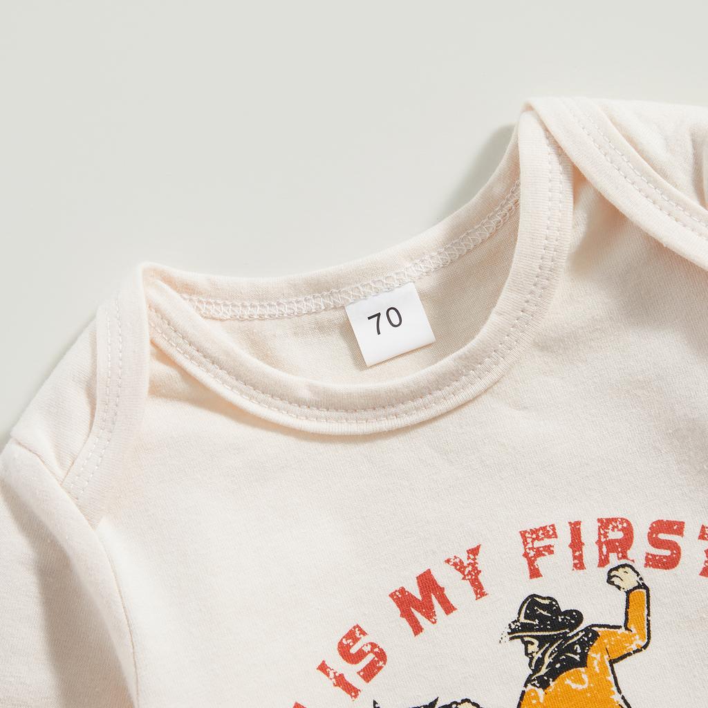 Baby Boys Summer Casual Romper Short Sleeve O Neck Letter Horse Print Loose Playsuit