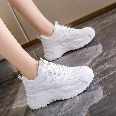 Весна 2024 года, новые дышащие кроссовки для пап, детская корейская версия, черные кроссовки для спорта и отдыха, женские кроссовки на платформе