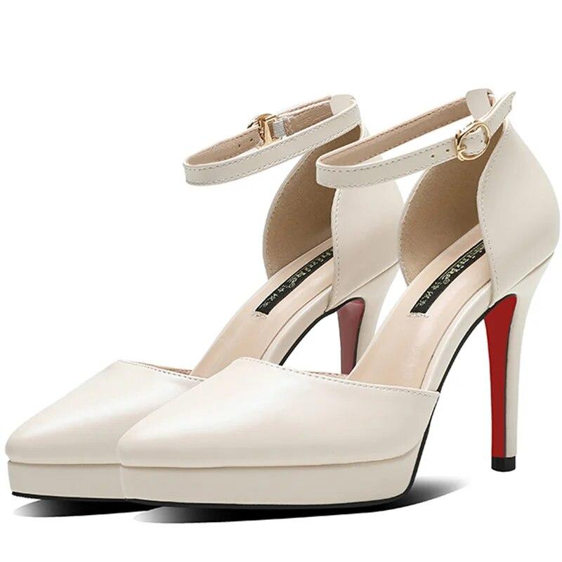 Новые модные женские туфли-лодочки, непромокаемые женские свадебные туфли на платформе с одной линией и пряжкой, с острым носком, на тонком высоком каблуке 10 см