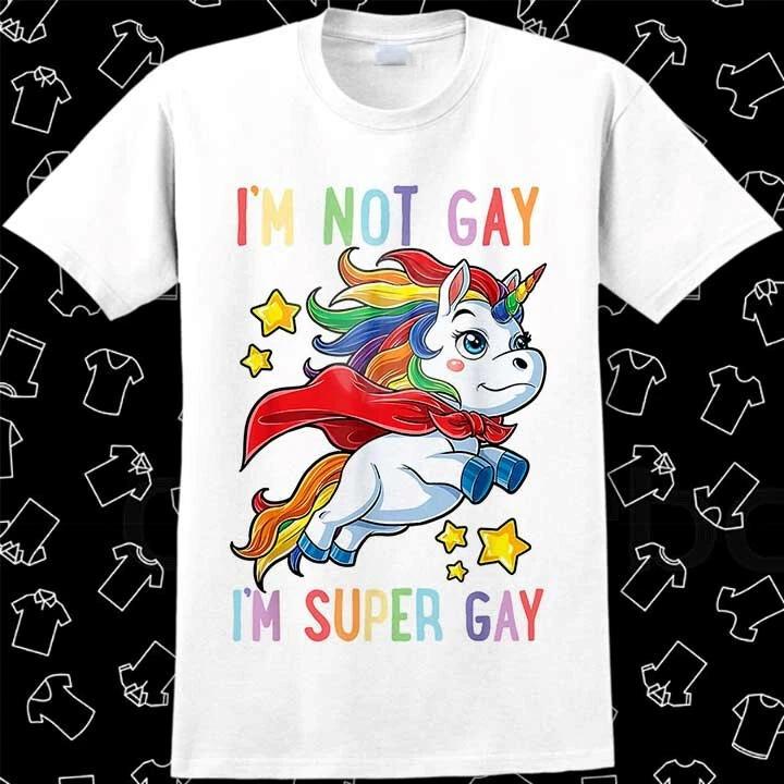 LGBTQ Unicorn Super Gay Pride LGBT Ally Rainbow Flag T Shirt Meme Gift Funny 706