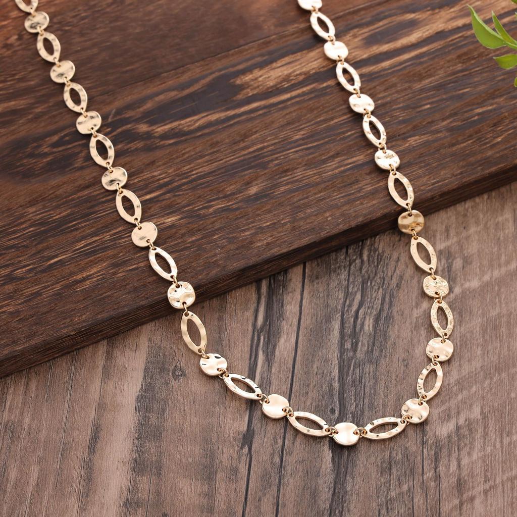 Новое нерегулярное полое металлическое ожерелье-диск, модная и популярная женская универсальная золотая цепочка для свитера