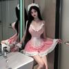 Sex Lingerie Sexy Pink Cute Maid Couple Bed Cosplay Maid