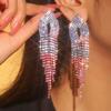 Temperament Color Shiny Rhinestone Long Earrings