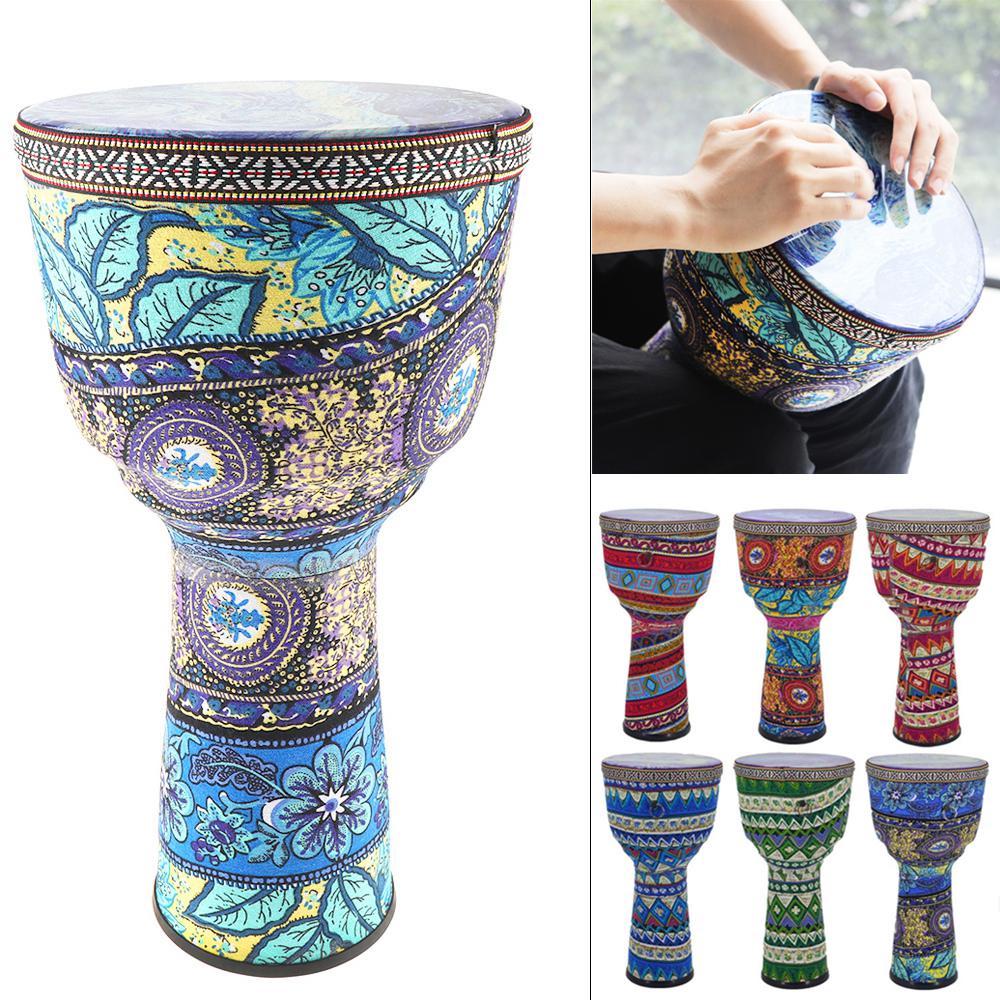 8 Inch African Djembe Children Hand Drum Colorful Cloth Art ABS Barrel PVC Skin Musical Instrument
