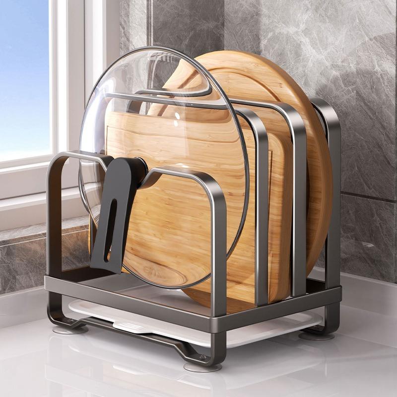 Kitchen Pot Lid Holder Cutting Board Rack Countertop Chopping Board Bracket Multifunctional Storage Shelf Organizer Stand