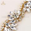 High Quality Fancy Applique Design Sash Shape Beaded Silver Crystal Rhinestone Applique Trims