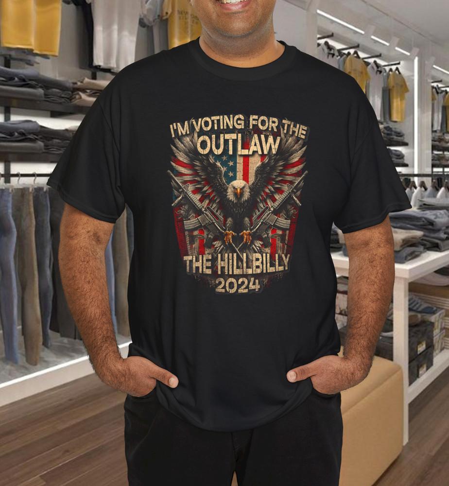 Womens I'm Voting For the Outlaw and the Hillbilly USA Flag T-Shirt