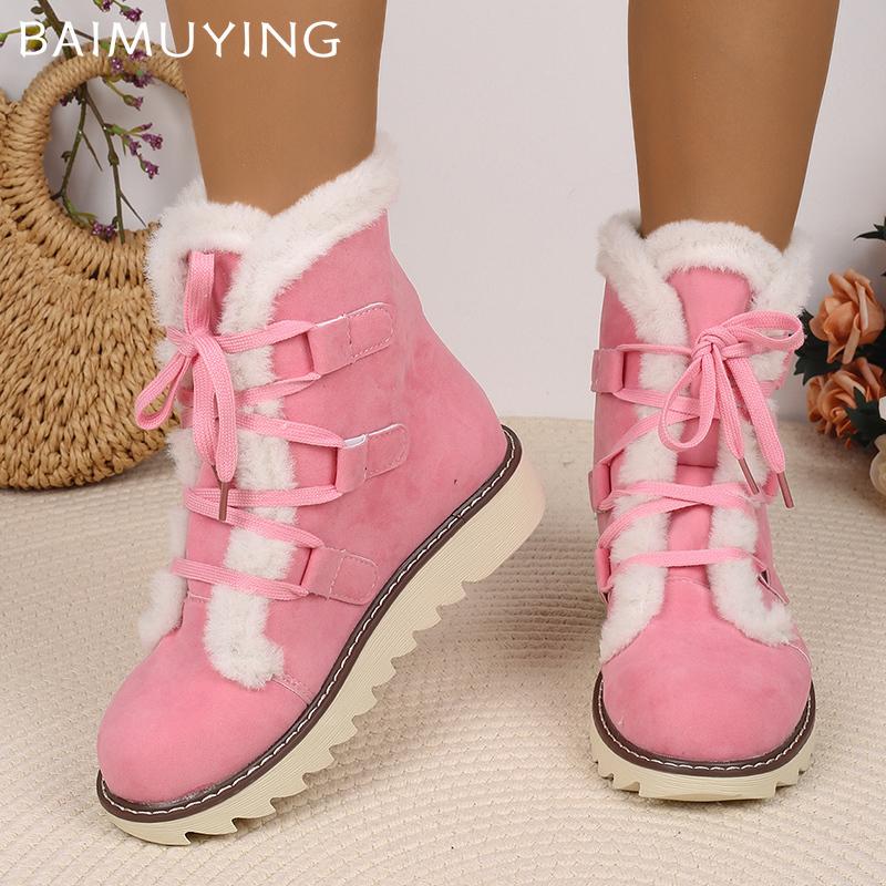 Меховые балетки женские зимние ботильоны замшевые повседневные туфли на шнуровке короткие плюшевые хлопковые ботинки 2025 тренд зимние теплые нескользящие ботинки женские