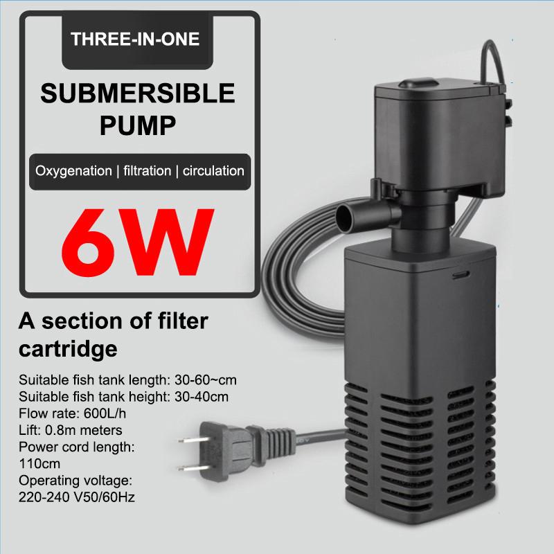 Plastic 3 In 1 Fish Tank Filter Filtration Increase Air Oxygen Aquarium Filter With Inner Sponge 4/6/12/20/30W