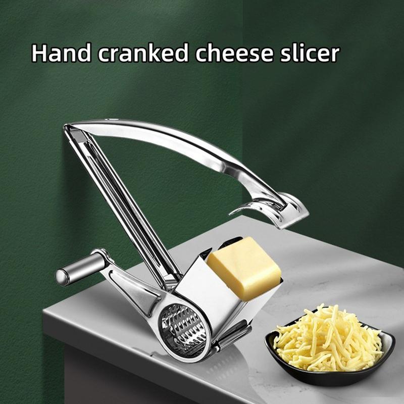 Handheld Rotary Cheese Grater Cheese Hand Grater Kitchen Craft Stainless Steel Cheese Vegetable Grater Shredder With Handle