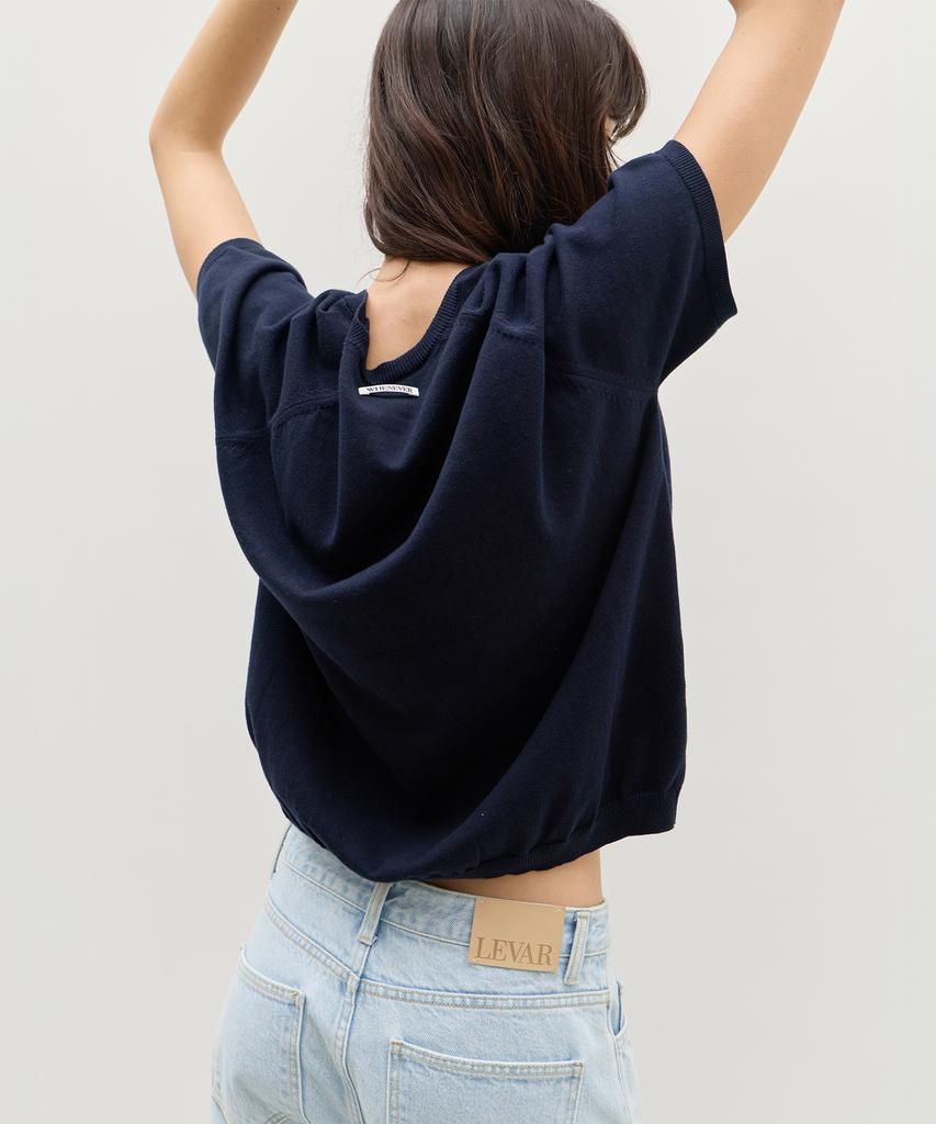 Вязаный джемпер Leuba Fresh Cotton с V-образным вырезом - Классический темно-синий