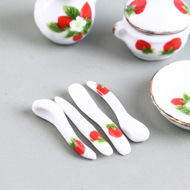 40Pcs 1:12 Dollhouse Miniature Tableware Porcelain Ceramic Tea Cup Dishes Set