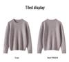 Women's 7-Gauge Double-Ply Cashmere Sweater - Autumn/Winter 2026 Collection, Versatile Solid Color Round Neck Sweater