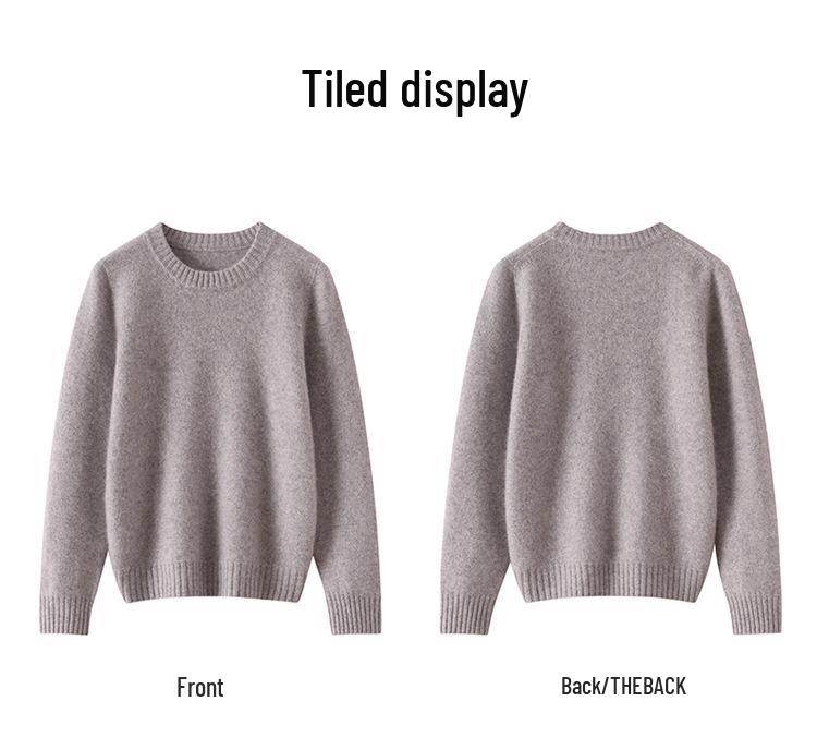 Women's 7-Gauge Double-Ply Cashmere Sweater - Autumn/Winter 2026 Collection, Versatile Solid Color Round Neck Sweater