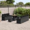 Ensemble de 10 pièces de canapé jardin avec coussins noir poly rotin acacia, Canapé jardin 2 places avec rangement 3364049
