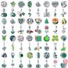925 Silver Green Series Coconut Tree Four Leaf Grass Cactus Bird Pavé Sparkling Bead Fit Original  Charm Bracelet Jewelry