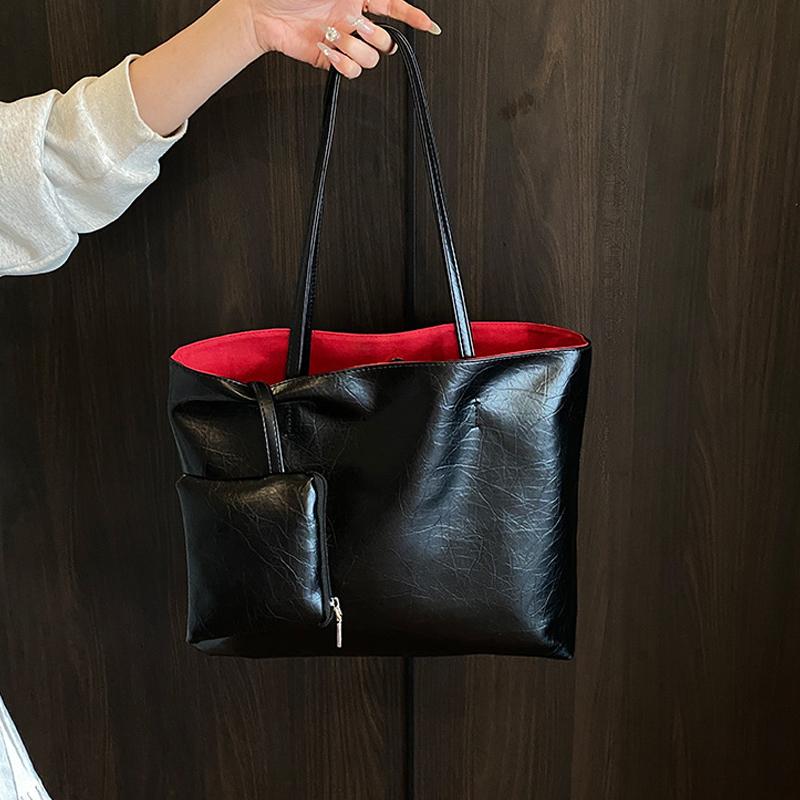 Женская сумка через плечо из ПУ кожи серебристого цвета, простой дизайн, высококлассная рабочая сумка для поездок, большая вместительная сумка-тоут с кошельком CLE