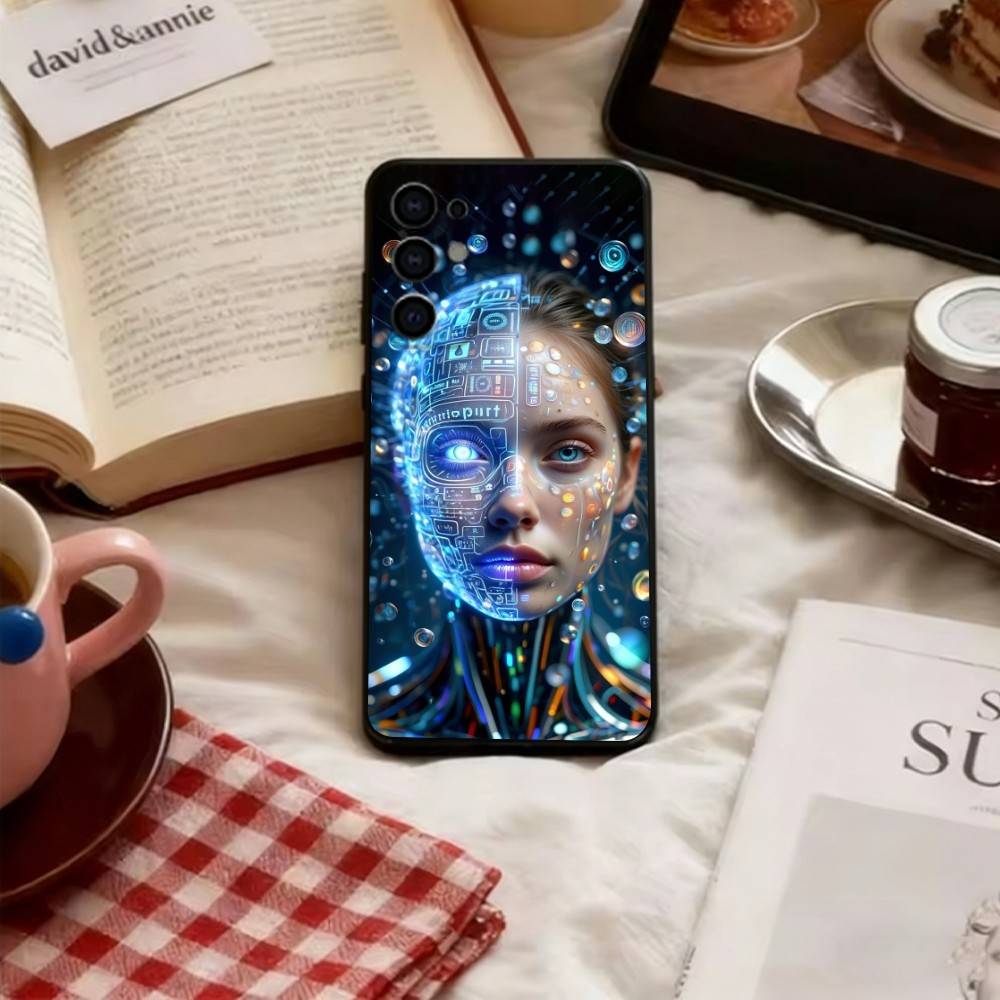 Robots & People Phone Case For Samsung S25,S24,S21,S22,S23,S30,Ultra,S20,Plus,Fe,Soft Silicone Black Cover