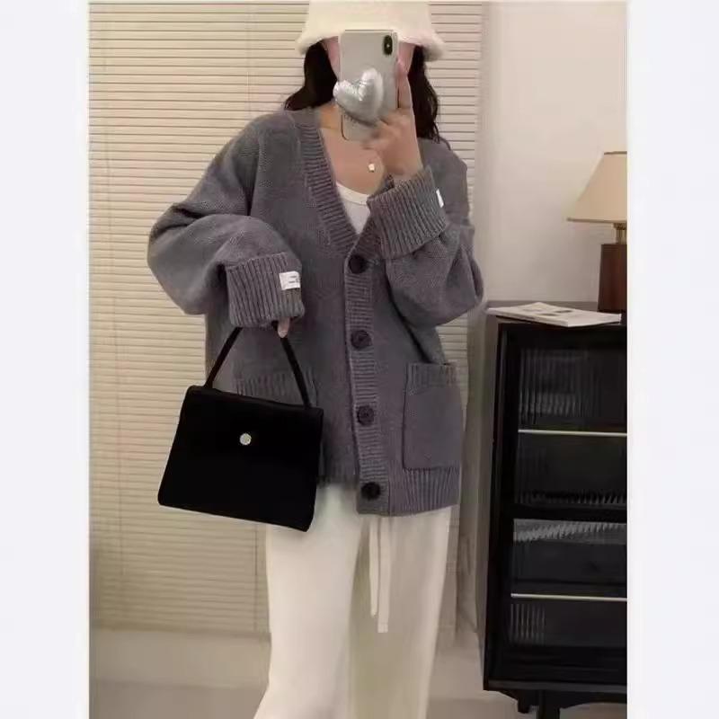 Autumn and Winter New Loose Lazy Style Knitted Cardigan Women's Thickened All-match Thin Sweater Jacket