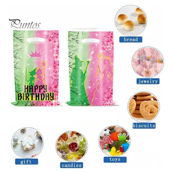 Подарочные пакеты для вечеринки ведьмы, зеленые и розовые пакеты для сладостей, пластиковые подарочные пакеты для закусок для девочек, принадлежности для вечеринки по случаю дня рождения ребенка