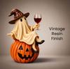 Spooky Ghost with Wine Glass Halloween Figurine Resin Witch pumpkin Tabletop Centerpiece for Mantel Bar Party Decor Unique Vintage Holiday Ornament