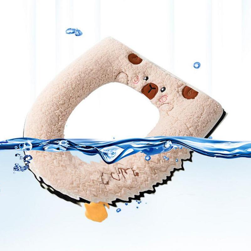 Зимняя теплая накладка на сиденье унитаза с рисунком мультяшного медведя, утолщенная подушка, незаменимая вещь для ванной, безопасная для детей, мультяшная крышка