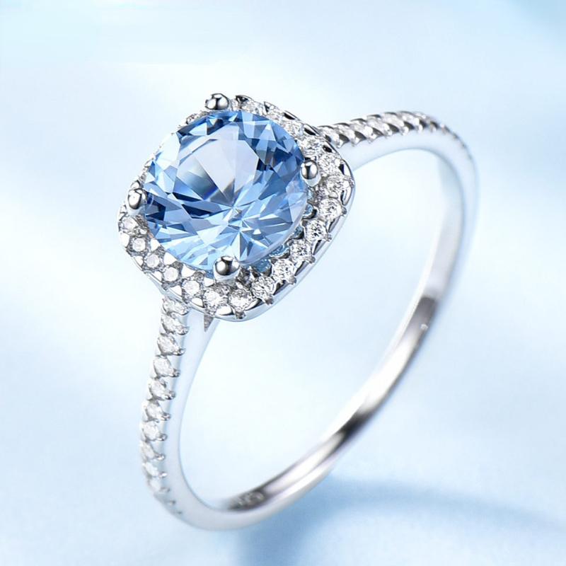 Gica Gema Korean 925 Sterling Silver Fashion Sky BluePersonalized Classic Ring for Women Fine Jewelry Wedding Engagement High Grade Party Gift