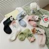 6Pairs Thickened Coral Fleece Socks Flower Warm Socks Women Sweet Floor Plush Socks  Autumn