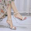 Fashion Women High Heels Sandals 2025 Summer Suit Female Beige Buckle Clear Shoes High-heeled Comfort Fashion New Strap Girls Sandals