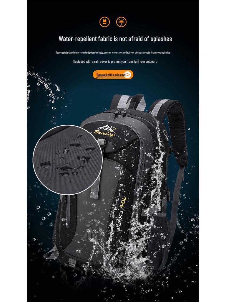 40L Fashionable Outdoor Sports Backpack for Autumn/Winter - Unisex Laptop & Student School Bag