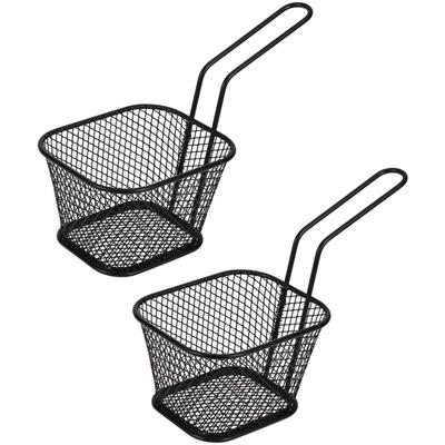 Мини квадратные корзины для жарки Нержавеющая сталь Сетка для жарки картофеля фри Корзина для сервировки Держатель Металлический дуршлаг для жарки