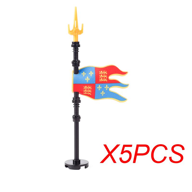 MOC Medieval Red Lion Black Eagle Castle Soldier Knight Horse Mount Building Block Military Figure Vest Armor Flag Toy Gift