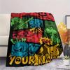 Custom Name,Nintendo Game Characters Collage Printed Flannel Blanket, soft throw for bedroom sofa, washable,fan merchandise, great gift.chl