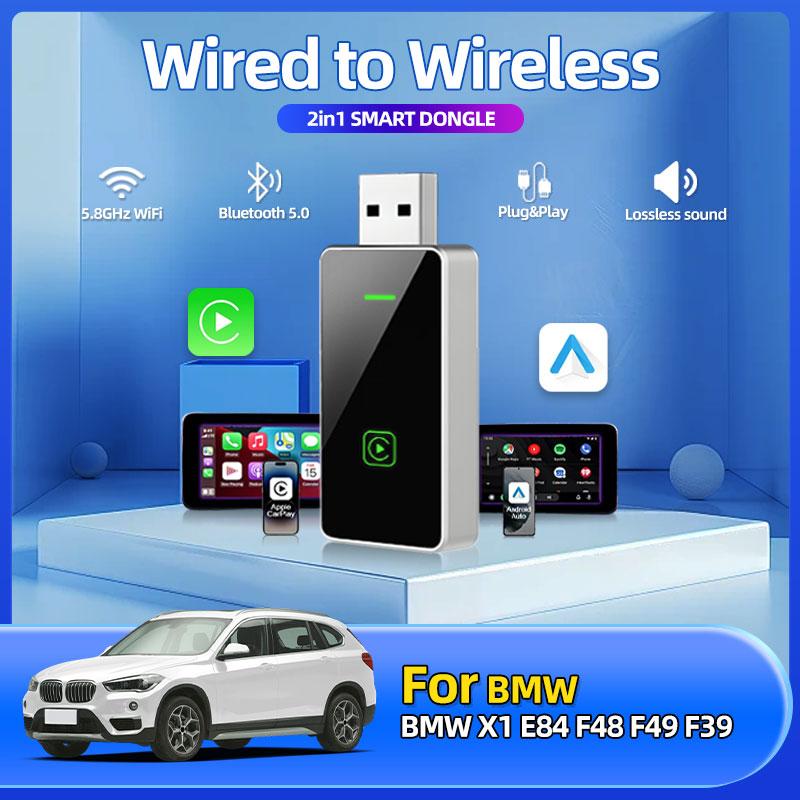 Carplay Wireless Adapter Android Auto 2in 1 Smart Dongle 5G WIFI For iphone Android Phone For BMW X1 E84 F48 F49 F39
