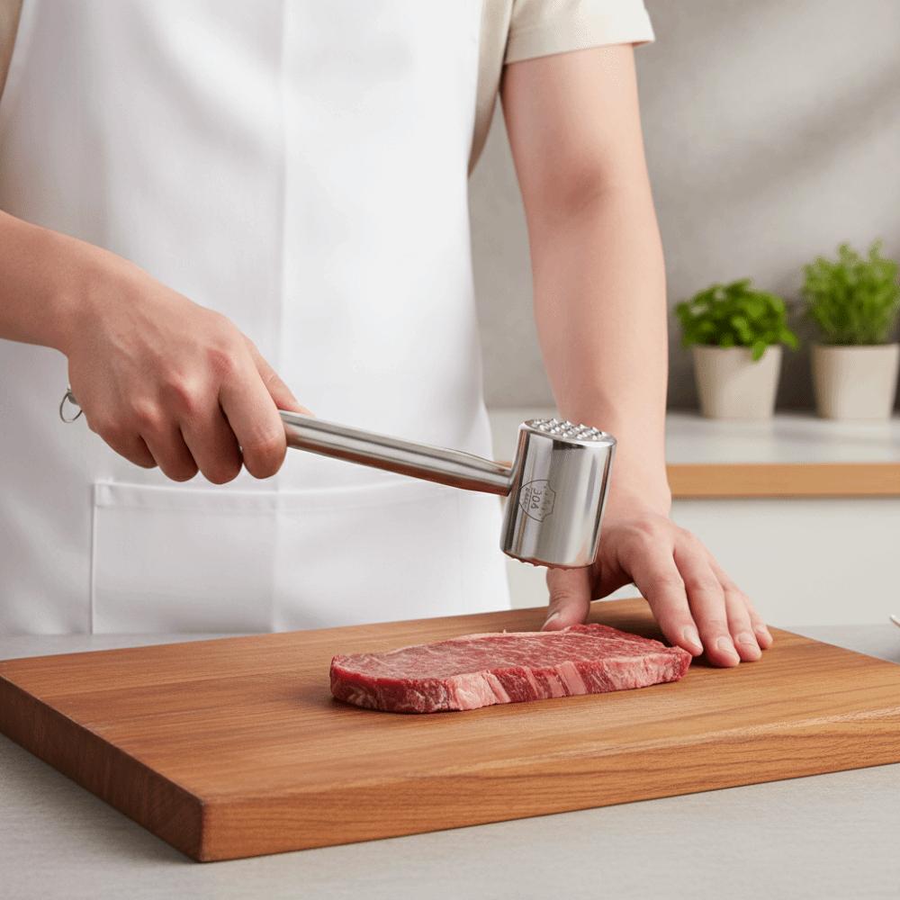 Rust-proof Dual-head Use Meat Tenderizer Stainless Steel Meat Knocker Meat Beat Hammer Pork Chop