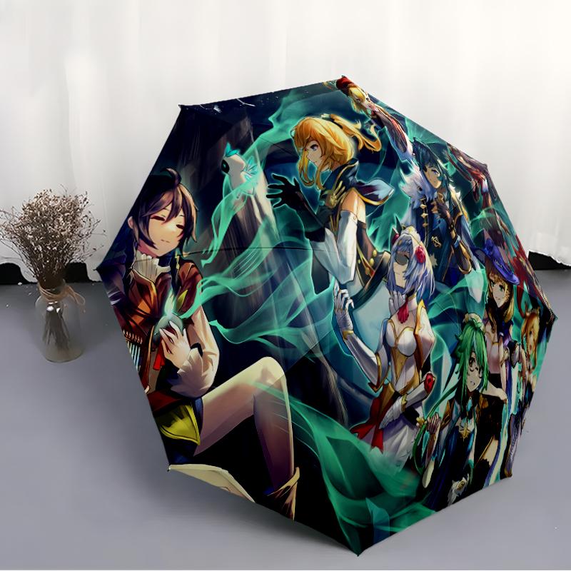 Printed Genshin Impact charactersPrinted Folding Umbrella,Outdoor,Leisure,And Travel Umbrella,Durable Umbrella Fabric,Birthday And Holiday Gift