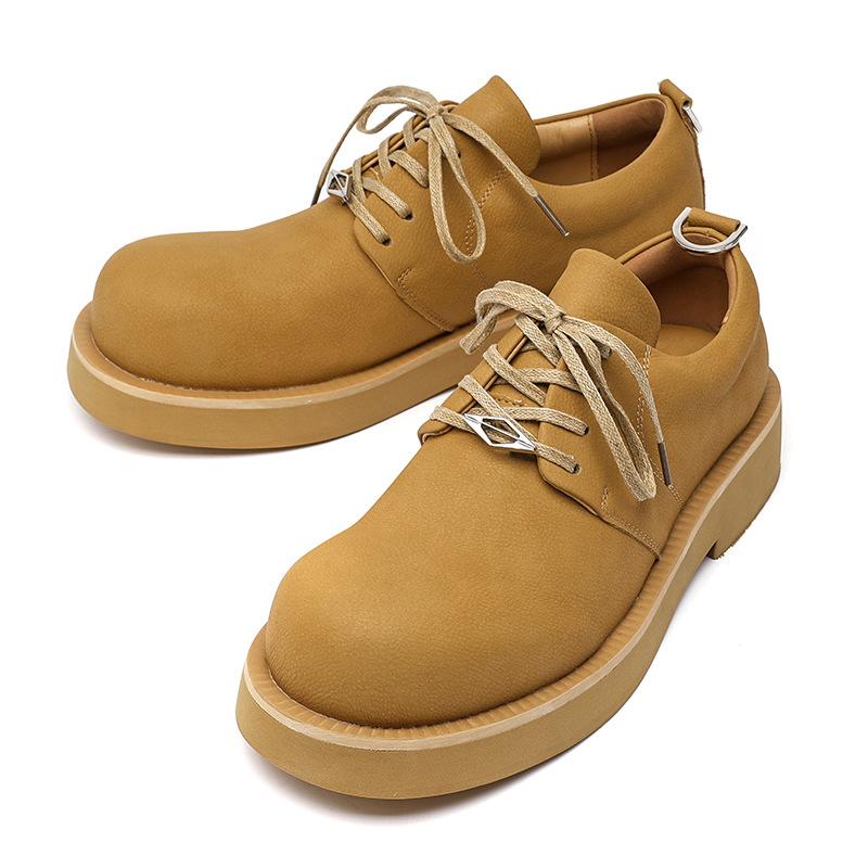 Увеличивающие рост туфли на платформе Paris big head мужские туфли Дерби ретро уличные красивые желтые кожаные туфли 177177-E