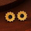 Серьги из циркония в минималистичном дизайне с подвеской в виде подсолнуха, в винтажном и ретро-стиле для женщин