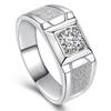 Trendy 925 Sterling Silver Ring For Men Wedding Finger Accessories Fashion Frosted Ring With Stone Male Jewelry