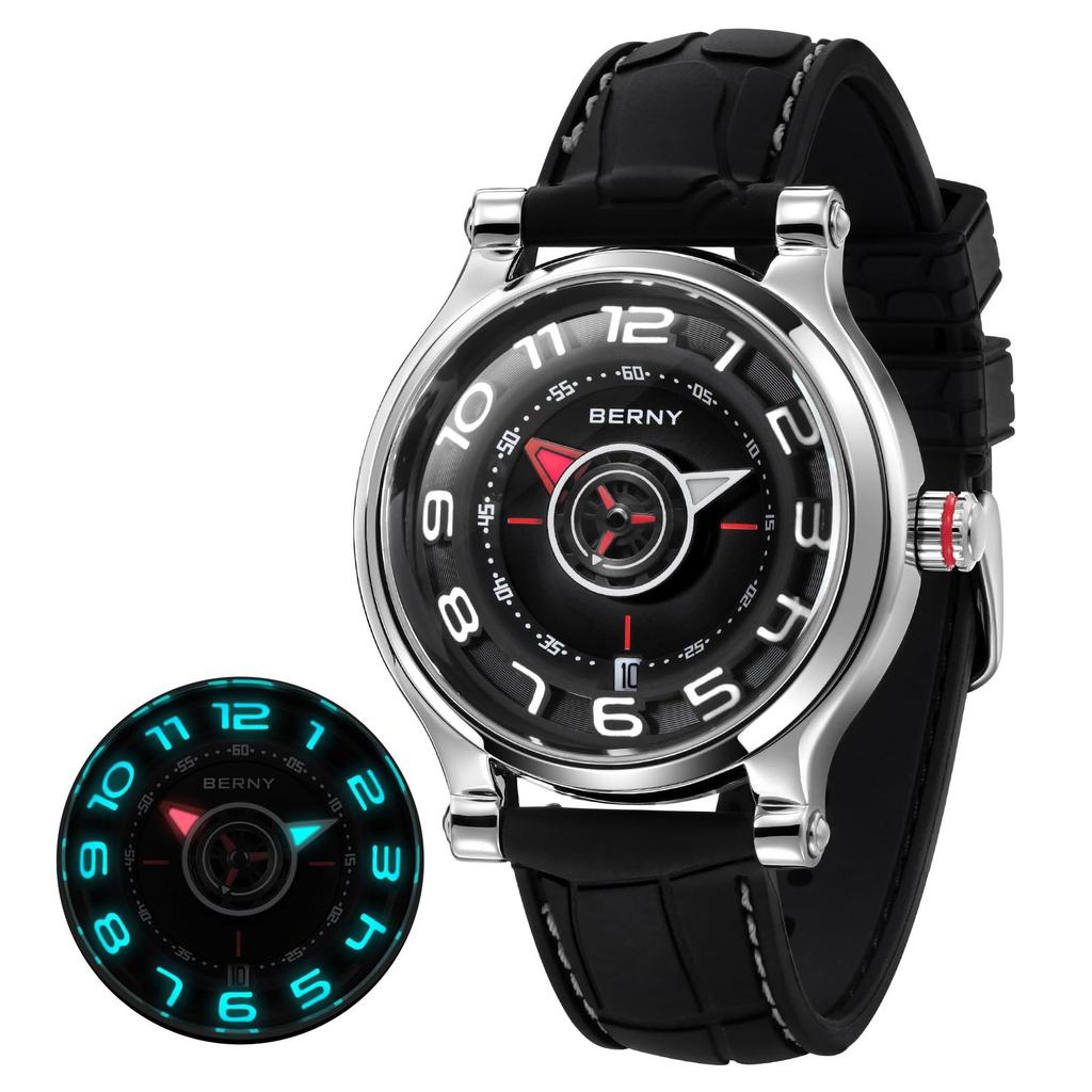 BERNY Watch Mechanical Watch Watch Автоматические и ручные часы Miyota 8215 Многофункциональный календарь Светящиеся стрелки Выставочная задняя крышка 5ATM