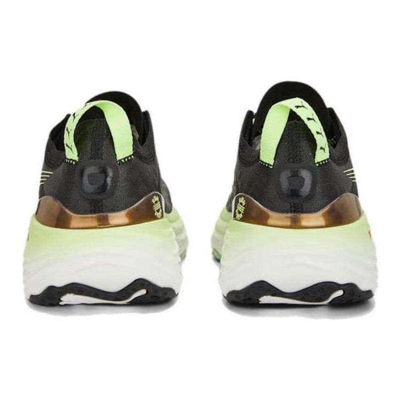 PUMA ForeverRUN Nitro Fabric Leather Cushioned Running Shoes Men Black Green 377757-07