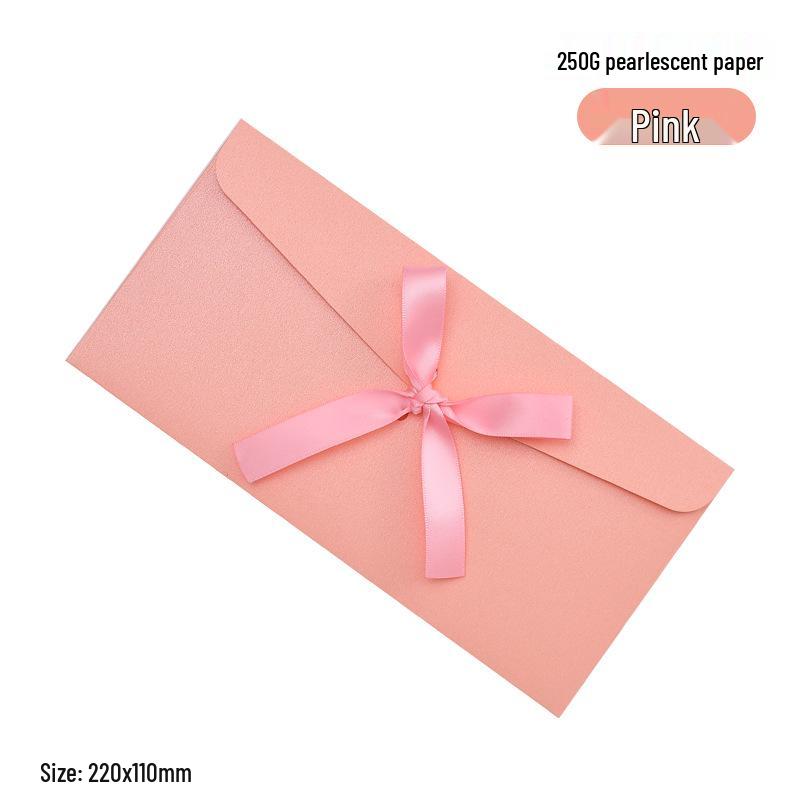 Перламутровый бант из ленты, подарочный конверт и приглашение с печатью логотипа на заказ