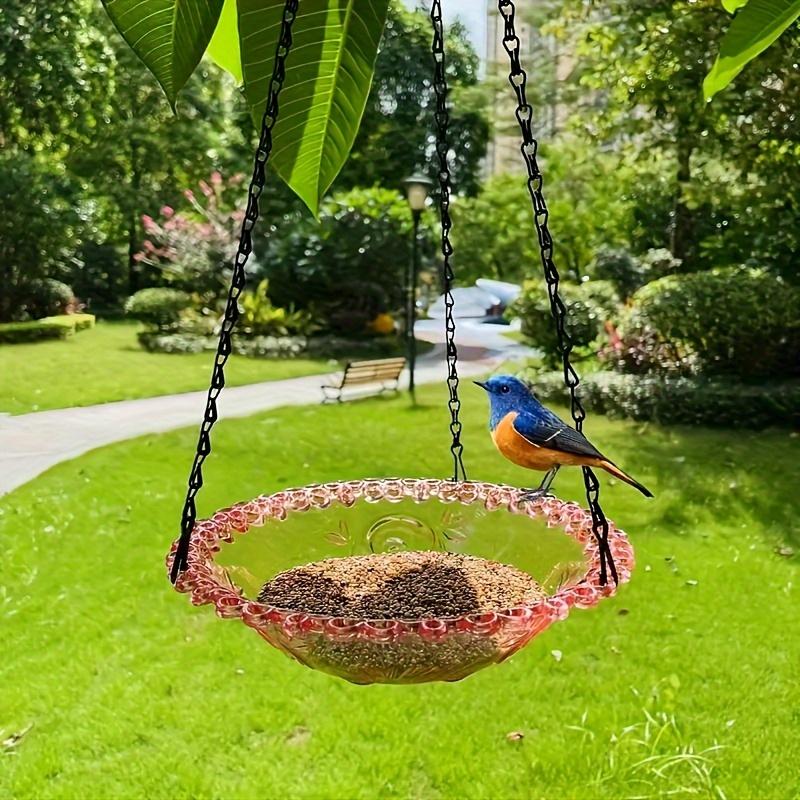 Decorative Hanging Bird Feeder with Chain - Dual-Bowl Design for Outdoor Garden & Yard, Attracts Hummingbirds