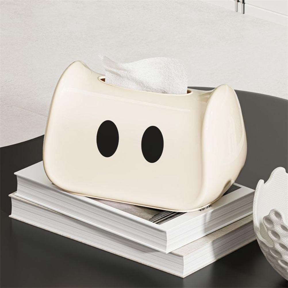 Cream Style Tissue Box Creative and Cute PP Tissue Case Living Room Dining Room Desktop Napkin Holder Desktop Decoration Gift