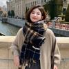 Новый тип увеличенного зимнего шарфа в клетку на все случаи жизни для женщин, утолщенная шаль для пар, студенческий теплый шарф с кисточками для мужчин
