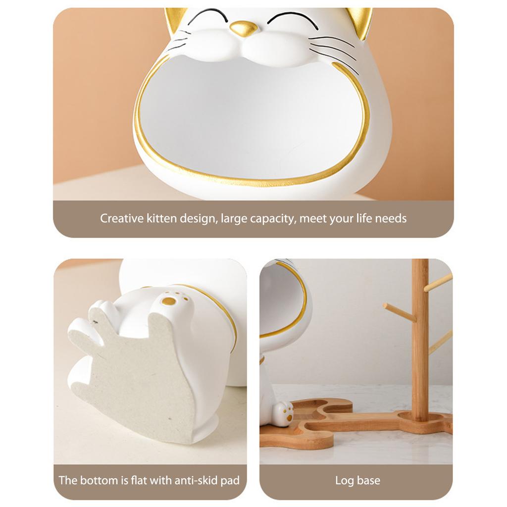 Статуэтка счастливого кота, украшение для стола, смоляная коробка для ключей со смеющимся котом, креативный контейнер для мелких предметов, милые аксессуары для хранения на рабочем столе